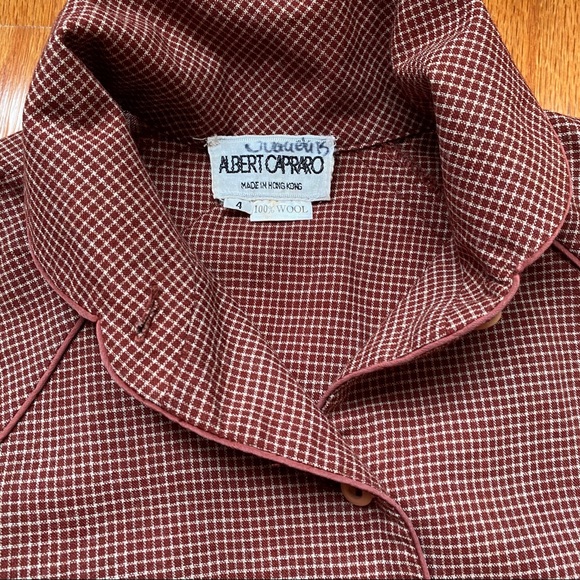 Vintage  70’s micro check wool top and skirt - Picture 2 of 6